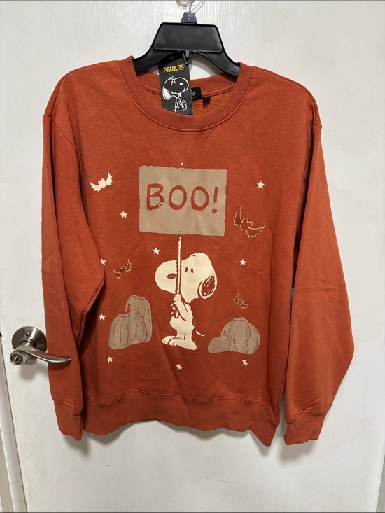 Peanuts Tops - NWT Peanuts Snoopy Boo Women’s L Crewneck Burnt Orange Rust Halloween Sweatshirt